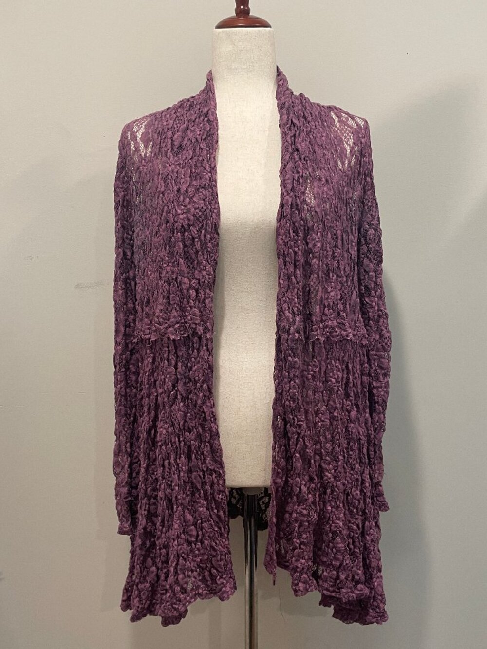 Vintage Surrealist Purple Lace Open Cardigan